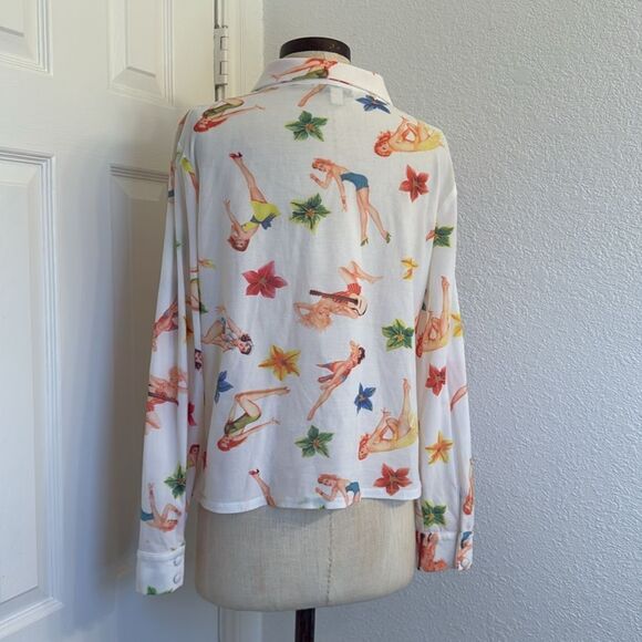 Y2k vintage Bebe pinup guitar print button down shirt - Picture 12 of 15
